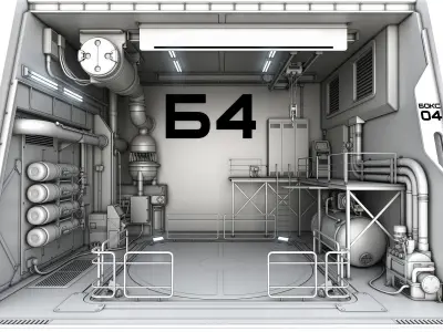 Sci-Fi hangar module 3D model