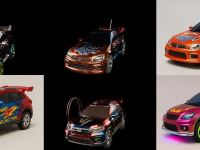 Controled Car bundle 4 pack 100 glb 3D model