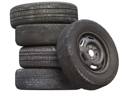 Old wheels for car PBR 3D model