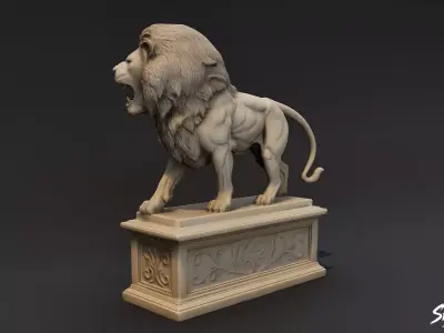 Lion Statue V4 Low-poly 3D model