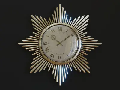 Mid-Century Starburst Clock Low-poly 3D model