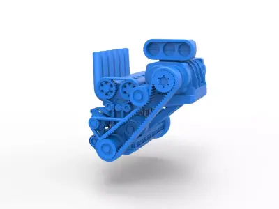 Supercharged straight-six engine Scale 1 to 25 3D print model