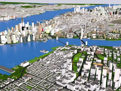 New York City Lower Manhattan September 2020 3d model Low-poly 3D model