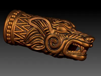 End pieces for bracelets wolf  3D print model 3D model