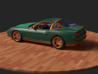 Chinese green  vintage car   3D model