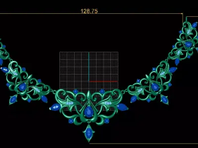 Royal Ruby Blossom Gold Necklace 3D print model