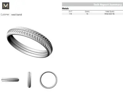 Wedding band wheat pattern  3D print model