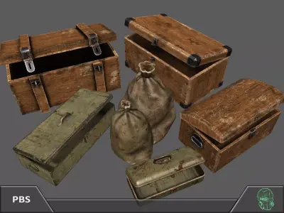 Box chest sack storage pack Low-poly 3D model