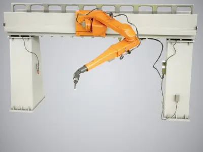 Industrial Robot Car Painting 3D model