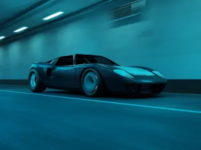 Automotive Tunnel Scene 3D Blender File Textured Day And Night  3D model