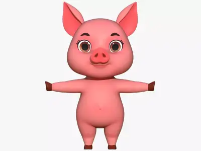 Cartoon Pig Low-poly 3D model