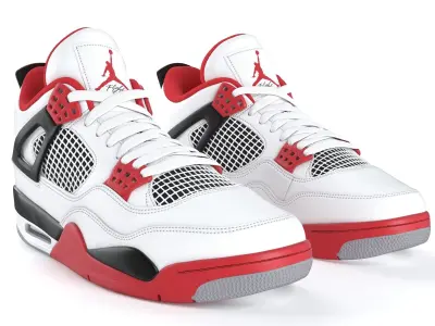 Jordan 4 Retro Fire Red PBR Low-poly 3D model