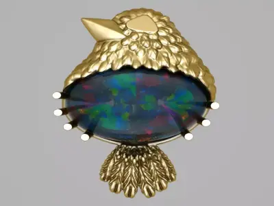 Hollow gold bird 3D print model