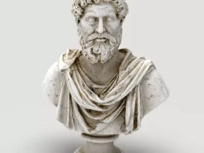 Bust of Marcus Aurelius  Game Ready STL 3D Print Ready   Low-poly 3D model