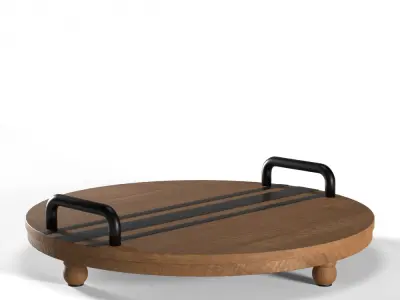 Decorative Wood Tray Low-poly 3D model