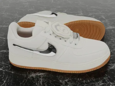 TRAVIS SCOTT X NIKE AIR FORCE 1 LOW SAIL 3D SHOES Low-poly 3D model