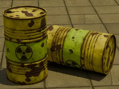 Barrels and Pallet Stylized Industial Pack Game-Ready  Low-poly 3D model