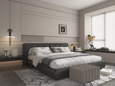Modern Bedroom Scene 49 3D model