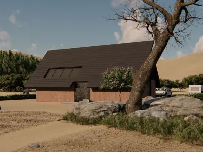 Forest villa-Casa Scene-Modern Villa Low-poly 3D model