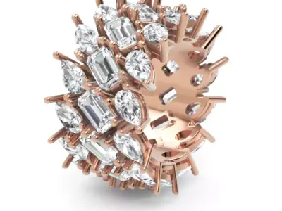 luxury pear and emerald cut full eternity diamond ring design 3D print model