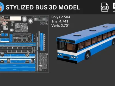 Stylized Bus 3D Model 3D model