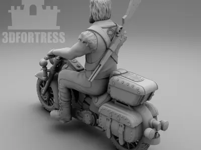Biker with a shotgun 3D print model
