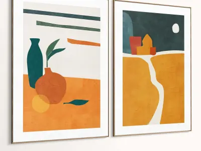 Plaster Two Photo Frame 407 Low-poly 3D model