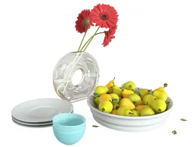 Pears with Flowers 3D model
