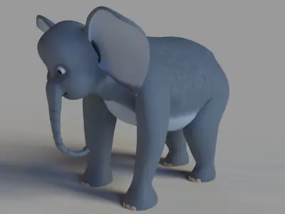 Elephant Cartoon Rigged Low-poly 3D model