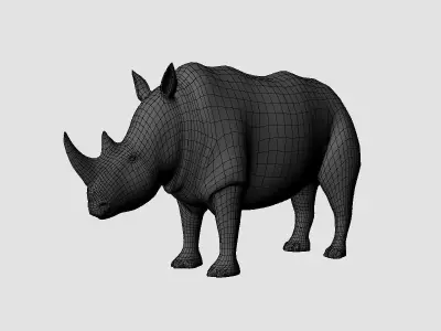 Rigged-Animated Rhino 3D model
