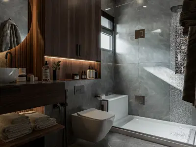 Dark Bathroom  interior scene  3D model