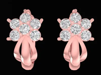 Flower Diamond Hoop Earrings 2422 3D print model