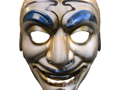Japonese Mask comic Low-poly 3D model