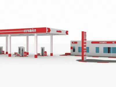 Gas Station lukoil  Low-poly 3D model