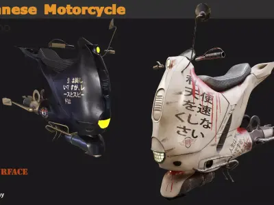 two Japanese modern Motorcycle 3D model