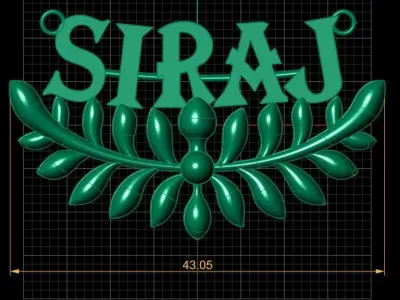 SIRAY NAME AND LEAF PENDANT 3DPRINTABLE MODEL  3D print model