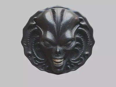 HR Giger inspired DEcoration Shield Low-poly 3D model