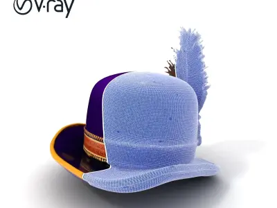 Elegant Purple Feather Hat Model Pack Low-poly 3D model