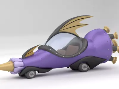 The Mean Machine - Wacky Races Low-poly 3D model