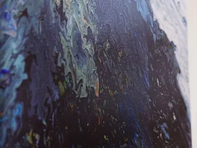 Abstract tall painting on wooden frame 3D model