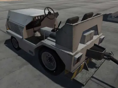 Airport Baggage Tractor and Cart Low-poly 3D model