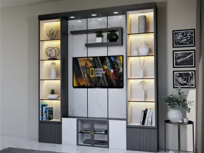 Luxury Furniture Design Cabinet TV Backdrop  3D model