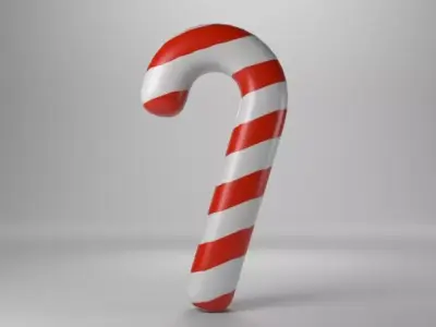 Low poly - Cute Candy Cane Free low-poly 3D model