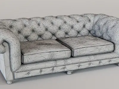 chesterfield sofa Low-poly 3D model