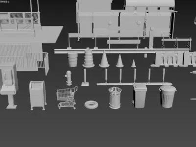3dStreetSide items in kitchen 3D model