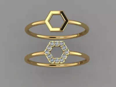 Hexagon Ring  STL 3D print model