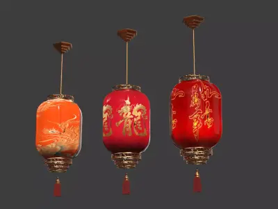 Chinese  red  lantern Low-poly 3D model