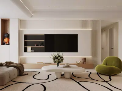 Modern living room dining room interior scenes 237 3D model
