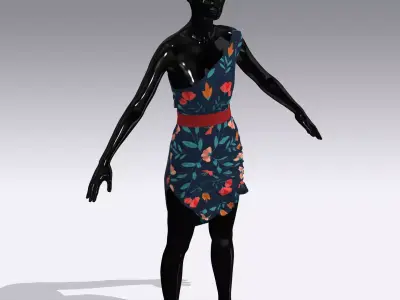 Woman Cloth Dress Low-poly 3D model 4