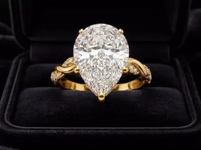 Pear Cut Diamond Twisted Infinity Ring Hidden Halo 3D print model